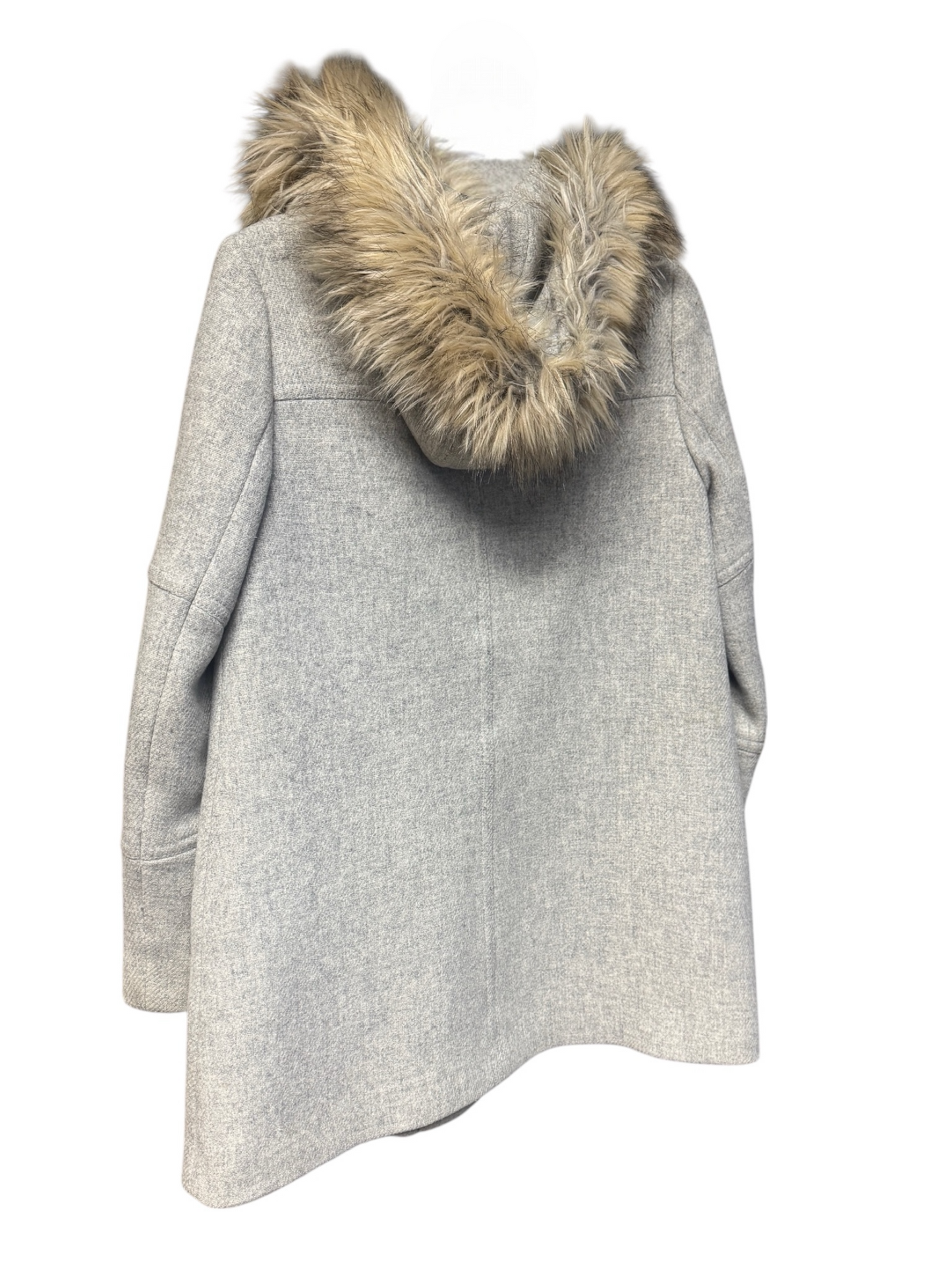 J. Crew Stadium Cloth Coat, Nello Gori, Faux Fur Hood, size 2