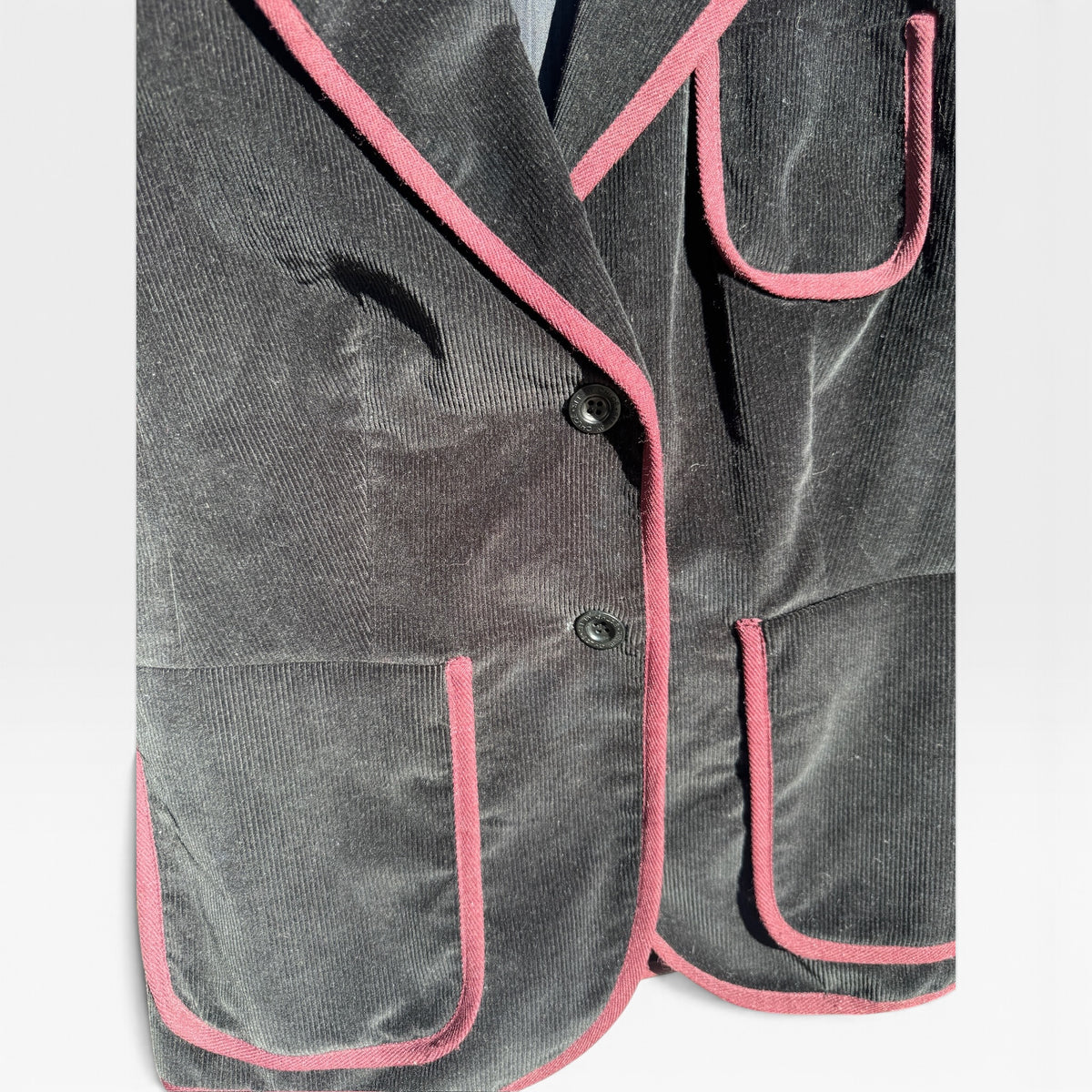 See By Chloé Vintage Preppy Black Corduroy Blazer, Contrast Trim, Size S