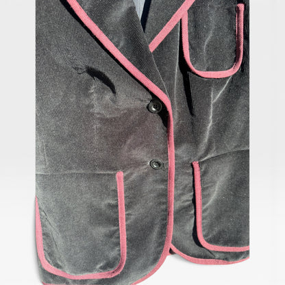 See By Chloé Vintage Preppy Black Corduroy Blazer, Contrast Trim, Size S