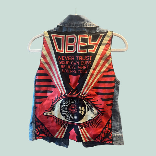 Custom OBEY Clothing Denim Vest - size M
