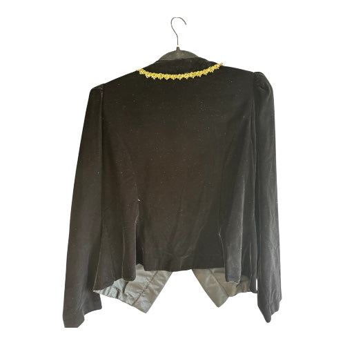 Vintage Black Velvet Blazer with Jewels, size medium