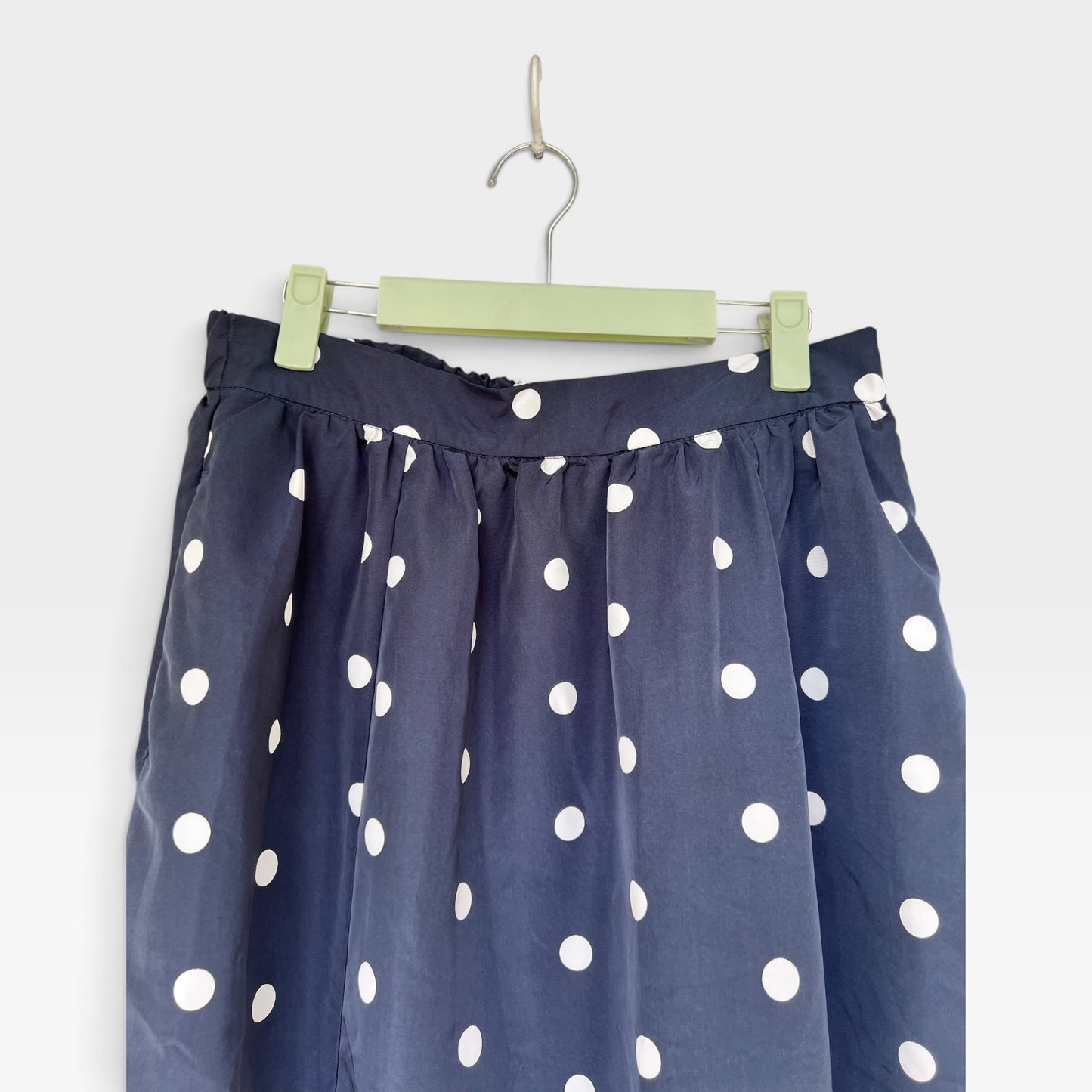 High-Waisted Taffeta Midi Skirt in Navy Dots from "The Occasion by Old Navy" Size MT