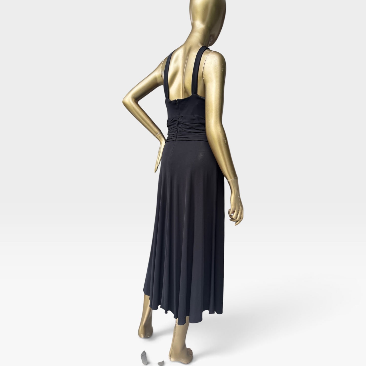 Anne Klein Dress Black Halter Neck Midi Dress, Size 6