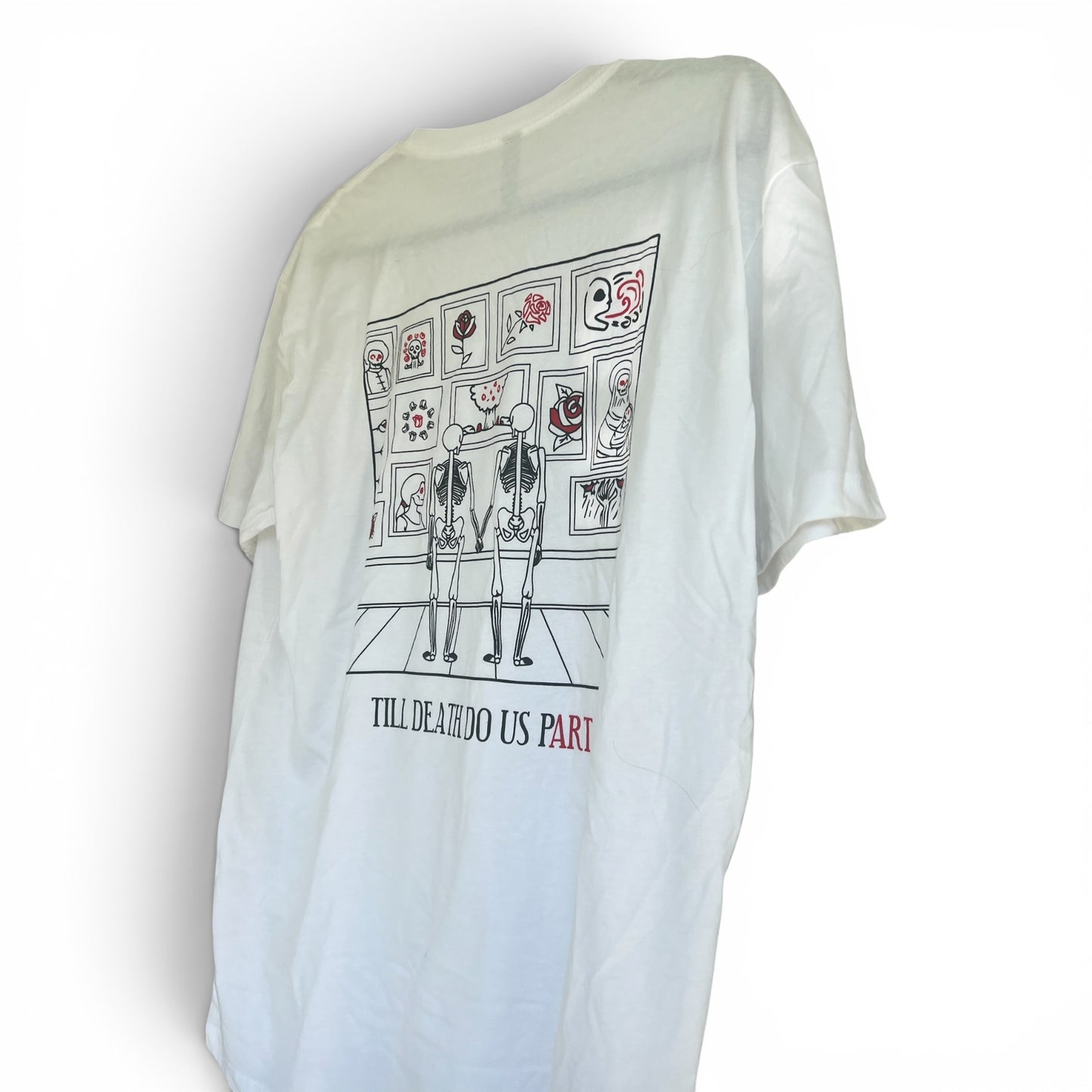 Shared Stories Apparel EUC ‘Til Death Do Us PART Skeleton Art Gallery Graphic T-Shirt, Size L