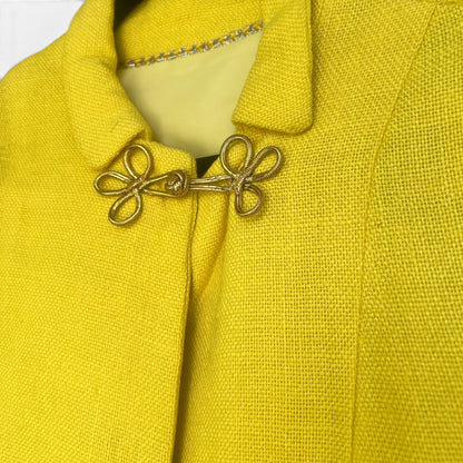 VTG 50s 60s Mod Custom Couture Swing Cape | Gold Frog Closure, Size S