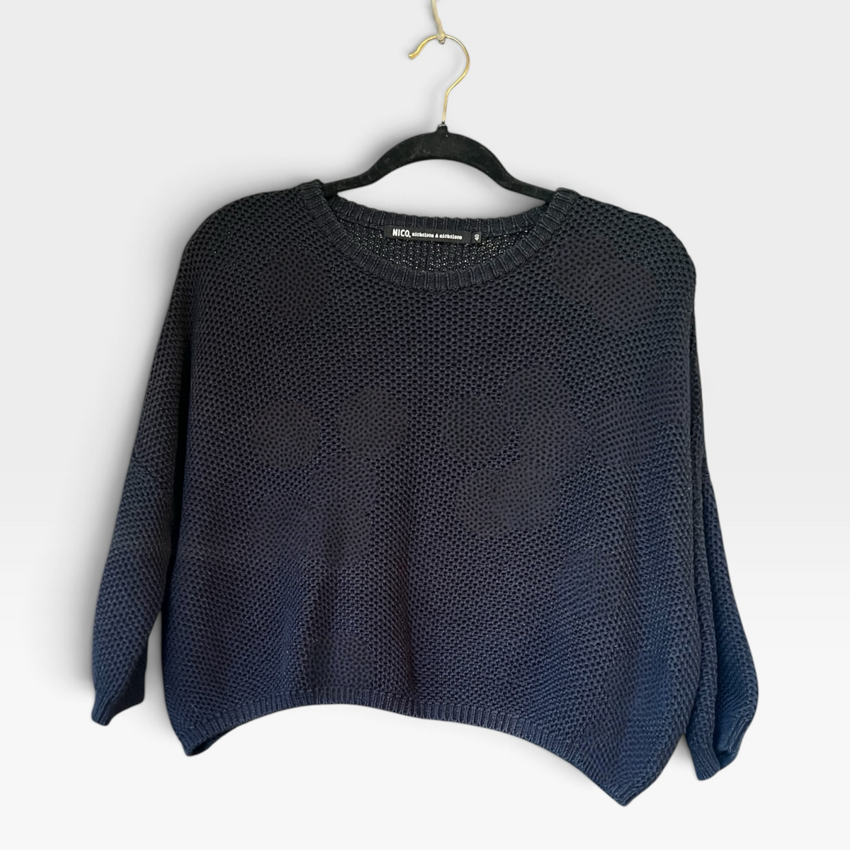 NICO, nicholson & nicholson Cropped Japanese Cotton Knit Sweater, Size 40 (M)