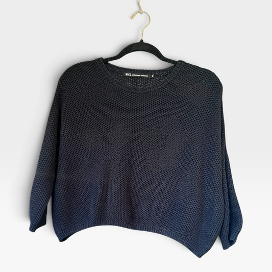 NICO, nicholson & nicholson Cropped Japanese Cotton Knit Sweater, Size 40 (M)