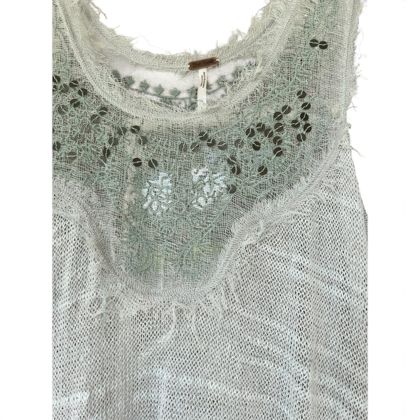 NWOT Free People Boho Open Knit Lace Fairy Tunic Dress White, Size Large