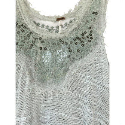 NWOT Free People Boho Open Knit Lace Fairy Tunic Dress White, Size Large