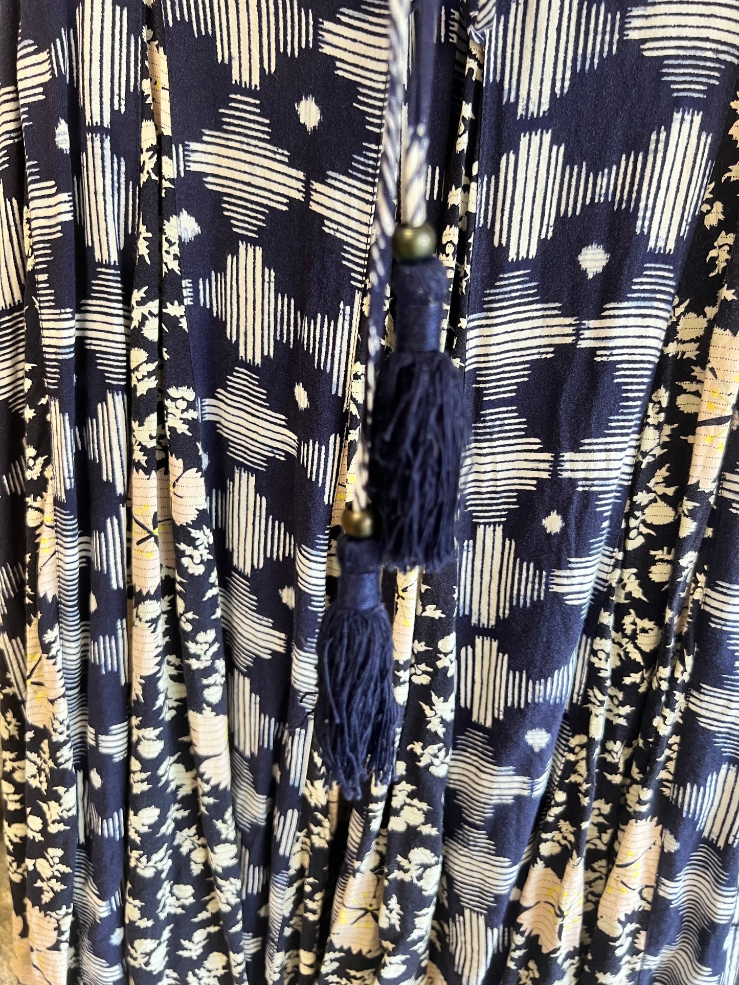 Anthropologie || Maeve Navy Blue Multi Pattern T-Shirt Dress, size xs