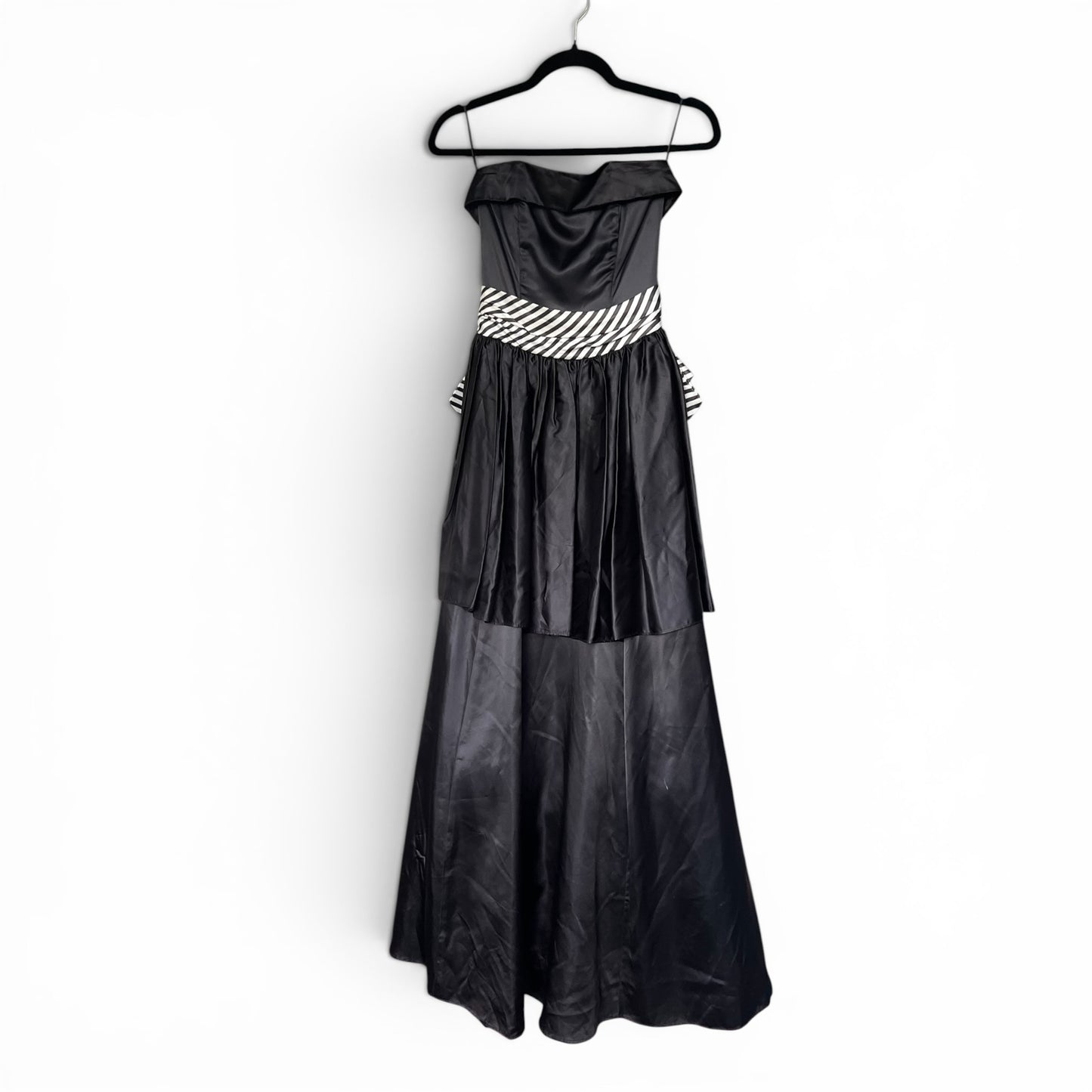 Vintage 80s Gunne Sax Jessica McClintock Black Strapless Prom Dress, Size XS