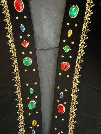 Vintage Black Velvet Blazer with Jewels, size medium