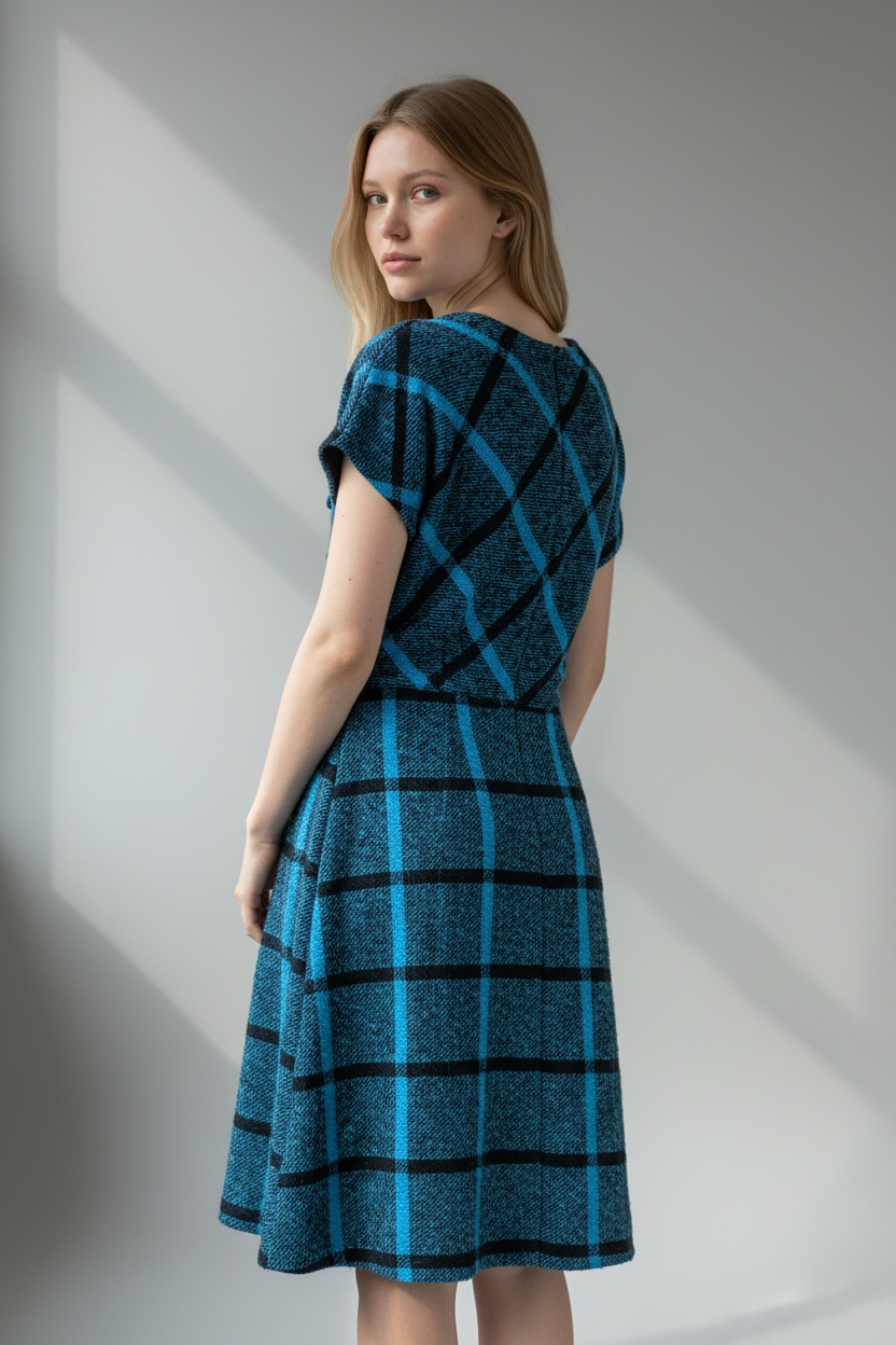 Vintage Mr Sherman of London, England 1950s Wool Plaid Dress, size m