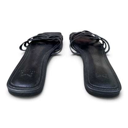 Marc Fisher EUC Black Strappy Flat Slide Sandals, Size 8
