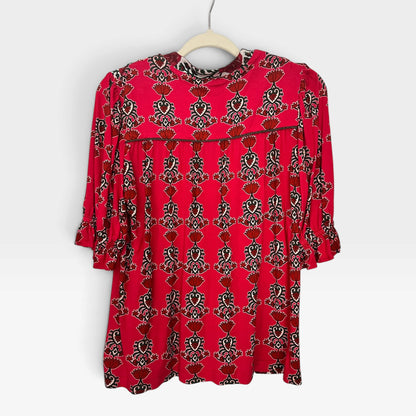 Bl^nk London, Anthropologie, Stephanie Top, Red Floral, Boho, Size S