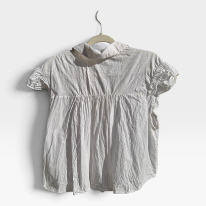 Anthropologie Pilcro Flutter-Sleeve White Babydoll Shirt, 100% Cotton, Size MP