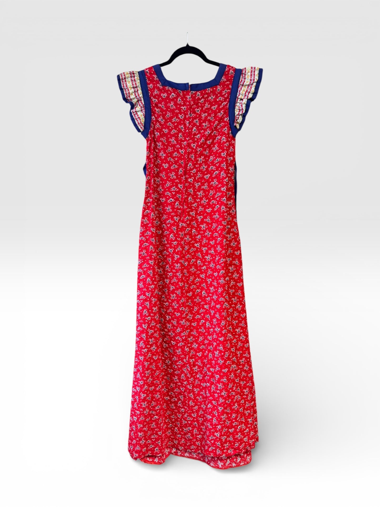 Vintage Prairie Apron Dress With Floral Print, size s