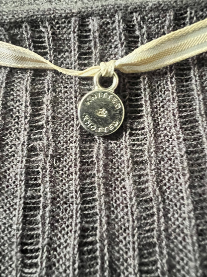 Anthropologie Knitted & Knotted Gray 100% Linen Cardigan Sweater, size s
