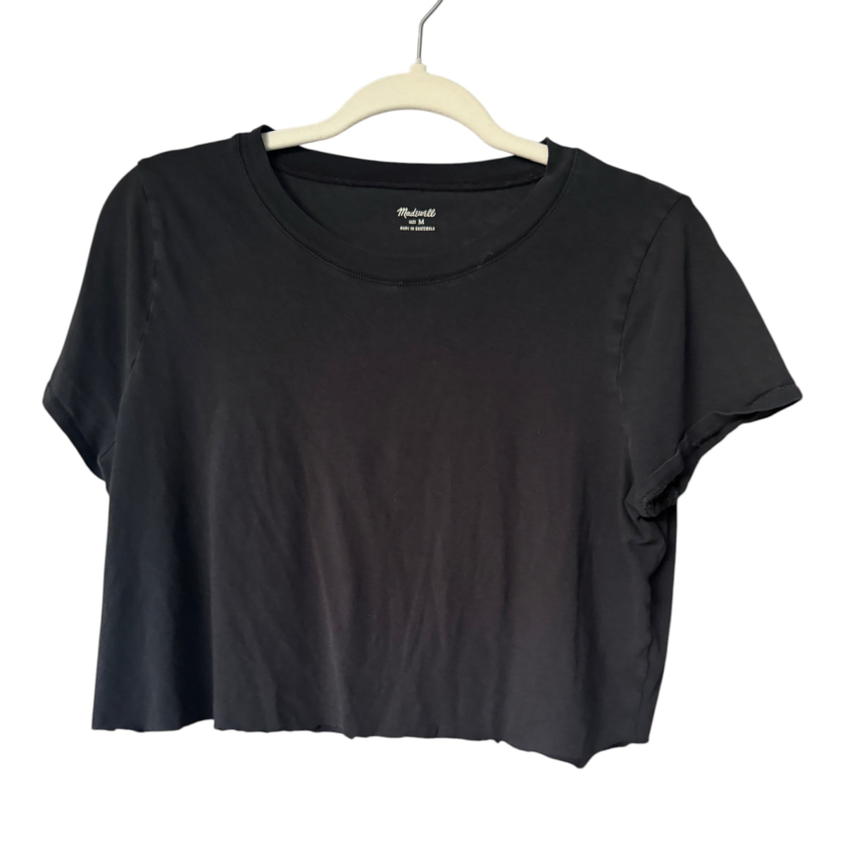 Madewell Black Cut-Off Crop Top T-Shirt, Size M
