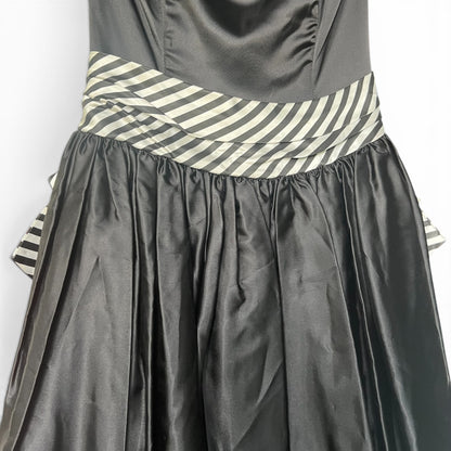 Vintage 80s Gunne Sax Jessica McClintock Black Strapless Prom Dress, Size XS