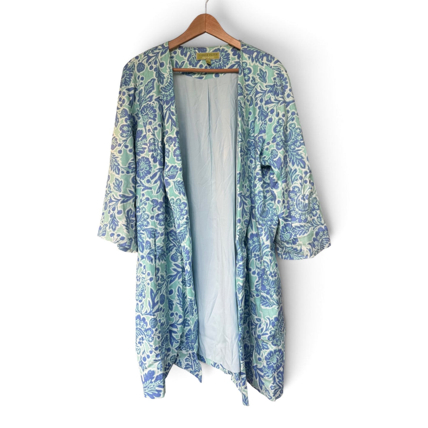 Sigrid Olsen Signature Blue Green Coastal Floral Duster Jacket, Size XL