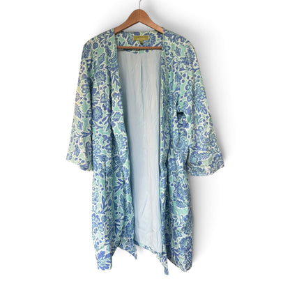 Sigrid Olsen Signature Blue Green Coastal Floral Duster Jacket, Size XL
