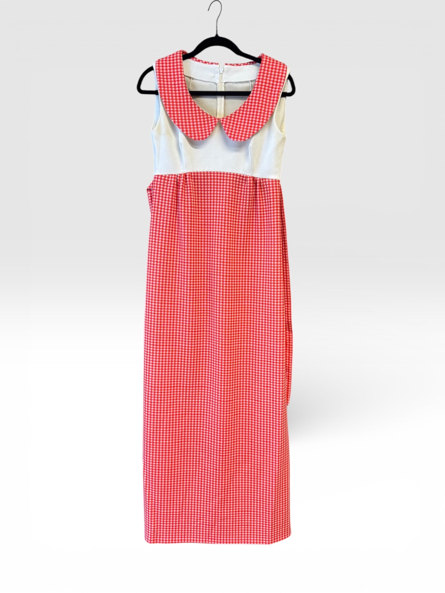 Vintage 60’s/70’s Red Gingham Maxi Dress, sz m