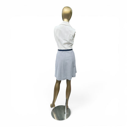 Vintage 70s Trompe L’oeil Day Dress, Mod Poly Houndstooth, Size S