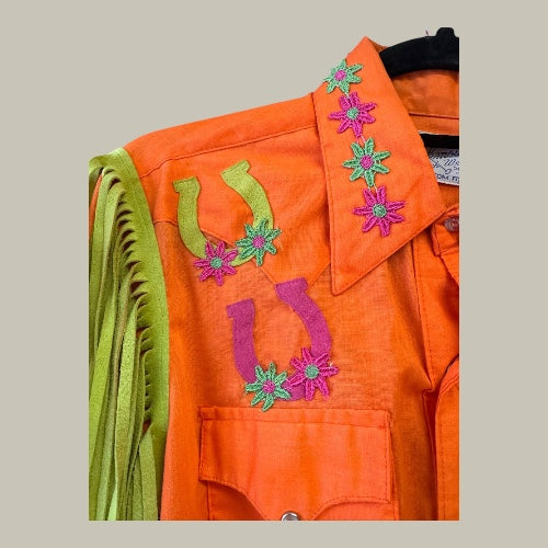 Rockmount Ranch Wear Vintage Western Shirt with Fringe, size small to medium