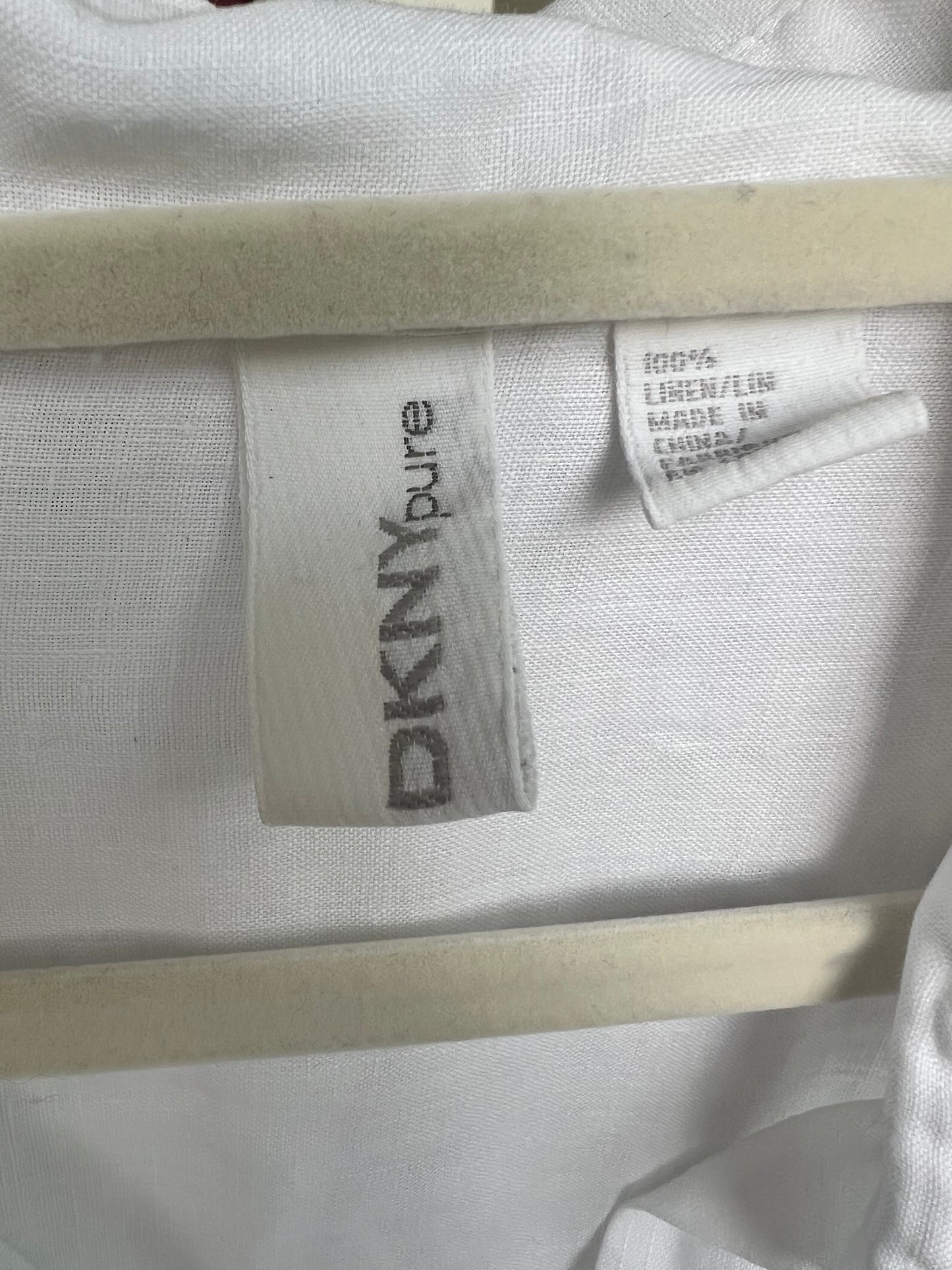 DKNY Pure 100% Linen White Button-Up Shirt, Size XXL