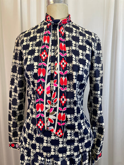 Vintage 70s Matching 2-Piece Top and Skirt