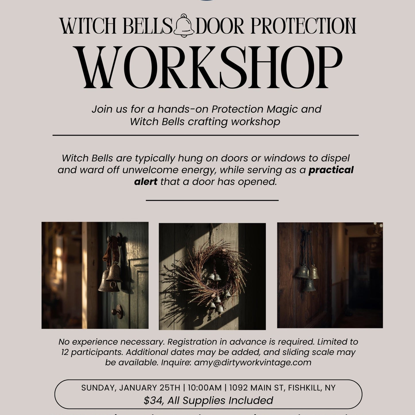 POSTPONED due to Snowstorm — New Date TBA — Witch Bells Protection Magic Craft Workshop