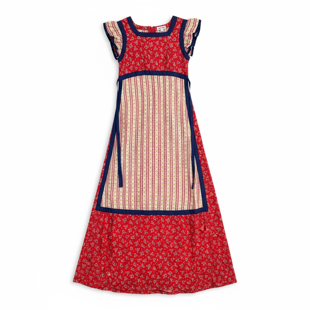 Vintage Prairie Apron Dress With Floral Print, size s
