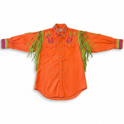 Rockmount Ranch Wear Vintage Western Shirt with Fringe, size small to medium