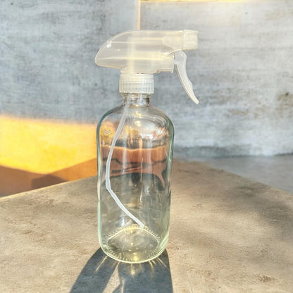 16 oz Clear Glass Spray Bottle // Refillable Container