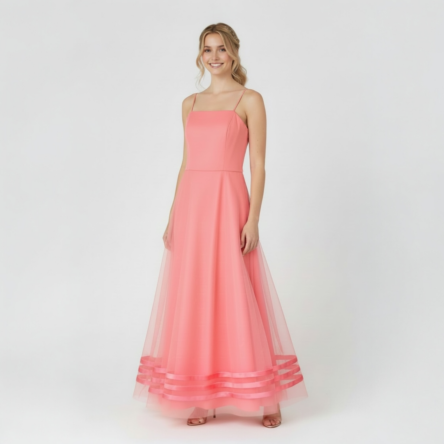 Vintage 90s Y2K Formal Peach / Pink Ankle-Length Dress, Size XS