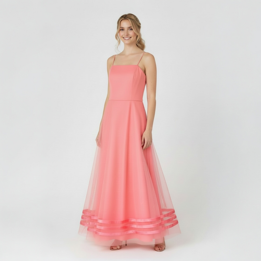 Vintage 90s Y2K Formal Peach / Pink Ankle-Length Dress, Size XS