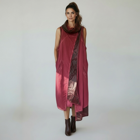 Kekoo Design Fuchsia Avant Garde Lagenlook Dress, Size S