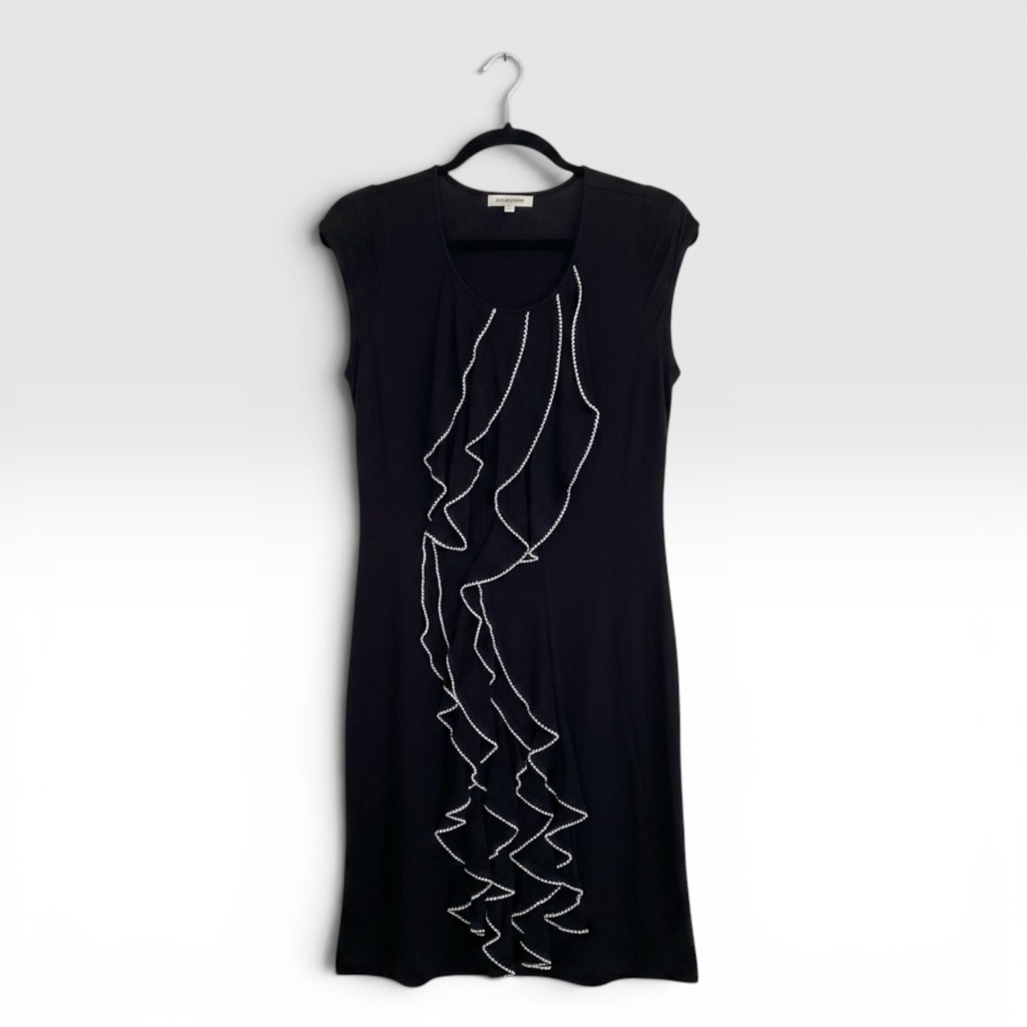 Design History Black T-Shirt Dress With Ruffle, Size S