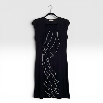 Design History Black T-Shirt Dress With Ruffle, Size S
