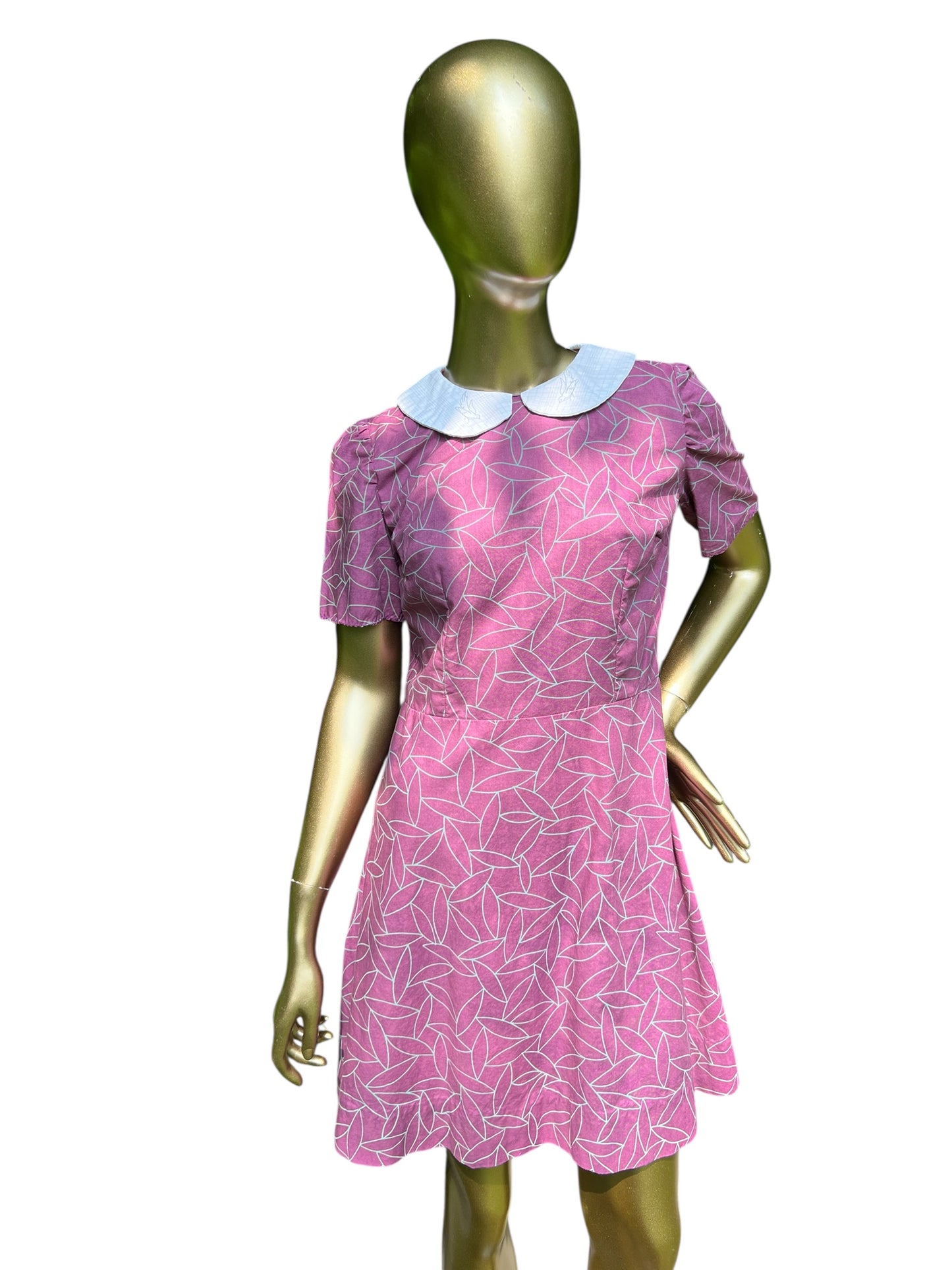 Purple Dress with Birds on Collar, size xs/s