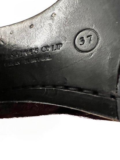 AllSaints Burgundy Pony Hair Ankle Boots size 37