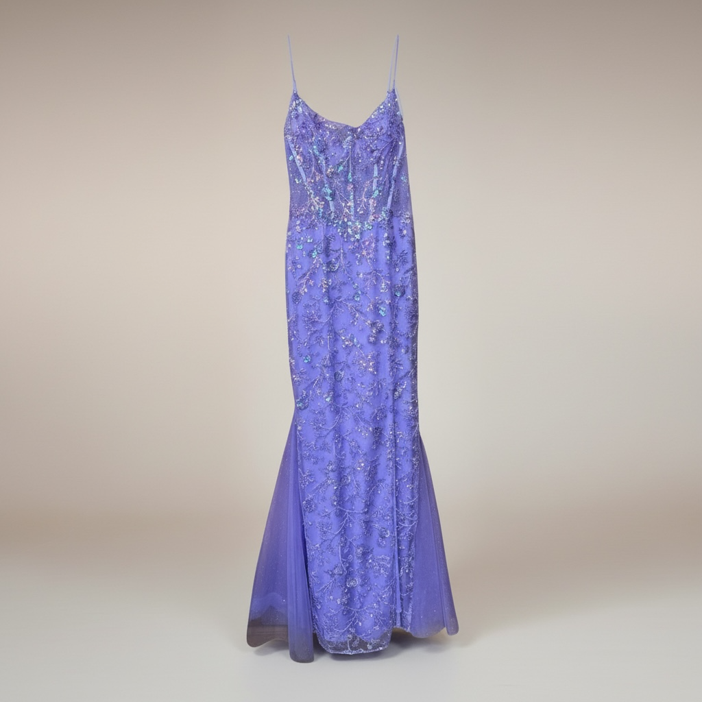 Lavender Beaded Floor-Length Gown, size 6