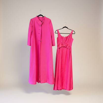 Two-Piece Vintage Pink Gown & Matching Coat by Frederick & Nelson, size s