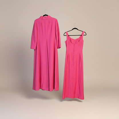 Two-Piece Vintage Pink Gown & Matching Coat by Frederick & Nelson, size s