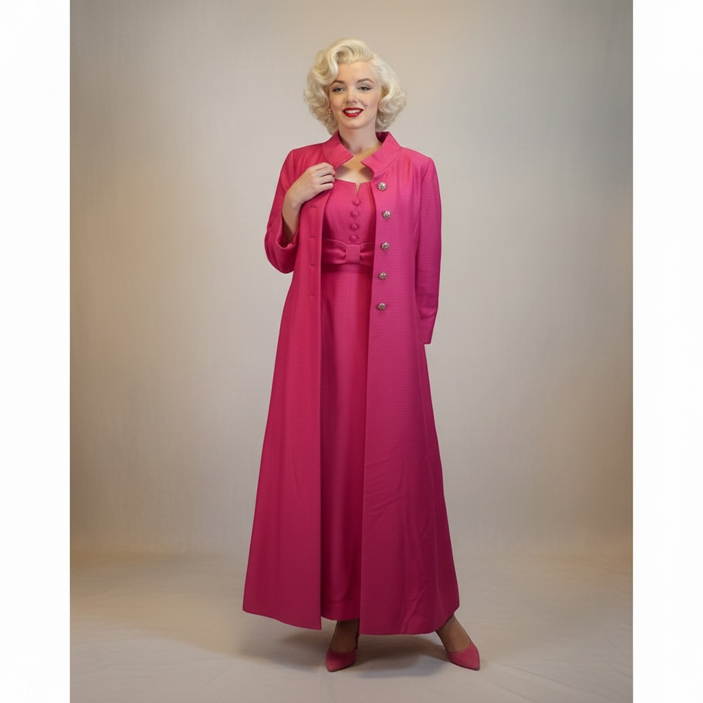 Two-Piece Vintage Pink Gown & Matching Coat by Frederick & Nelson, size s