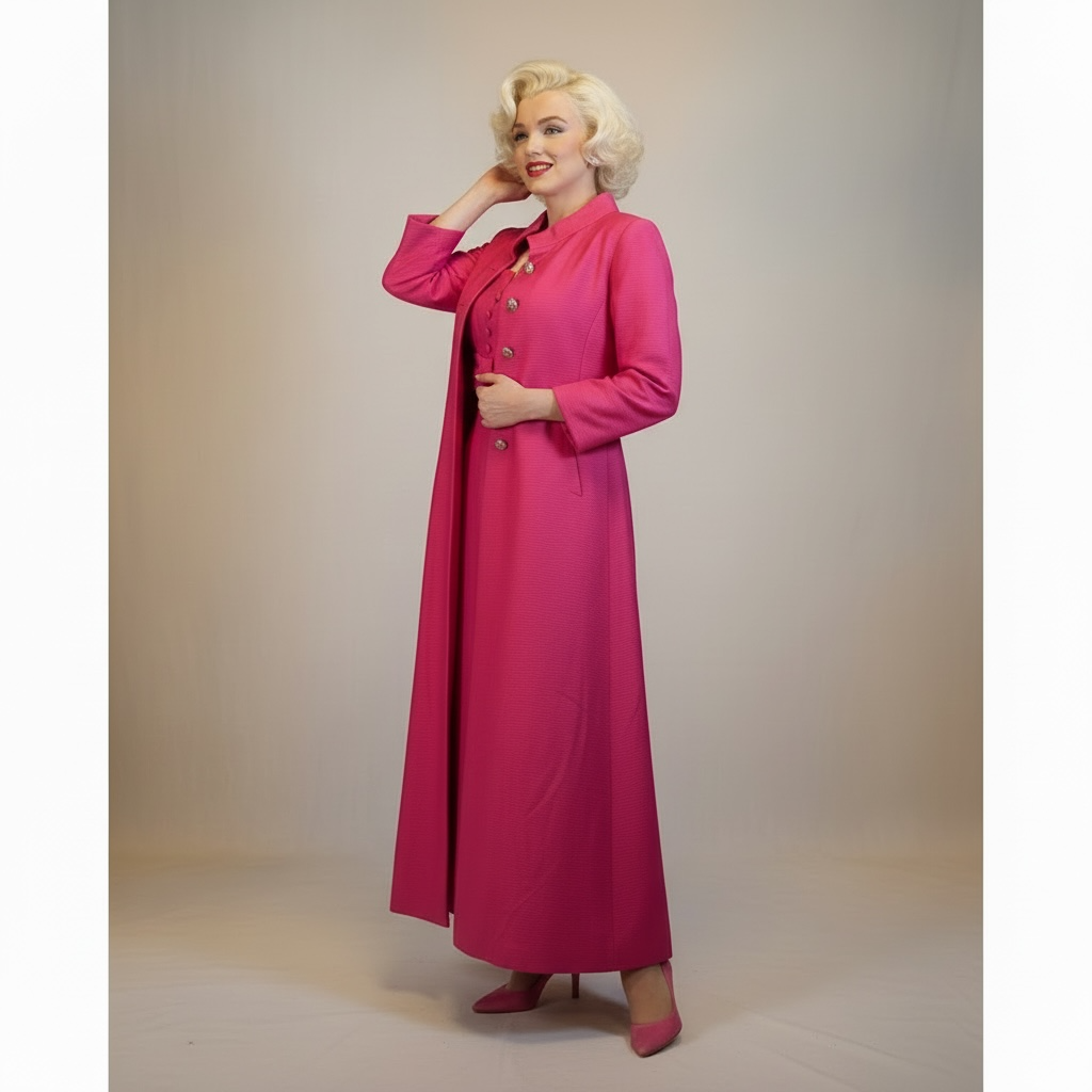 Two-Piece Vintage Pink Gown & Matching Coat by Frederick & Nelson, size s