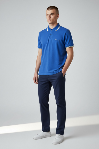 Ben Sherman Y2K polo shirt, Blue & White, size s