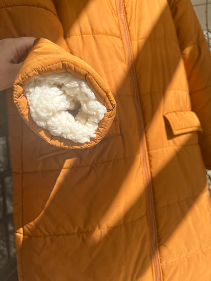 Long Cozy Blanket Coat, Orange/Brown, size M