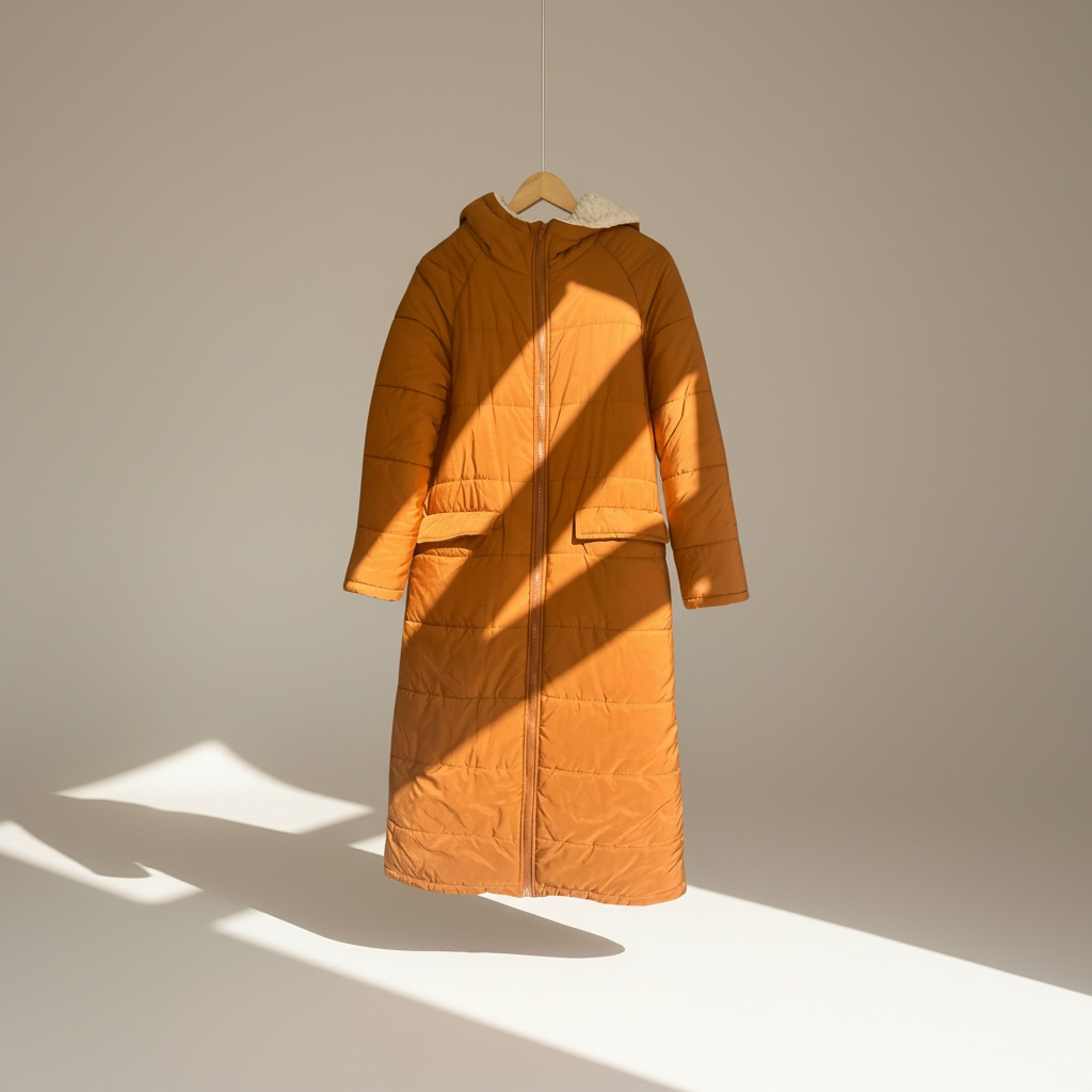 Long Cozy Blanket Coat, Orange/Brown, size M